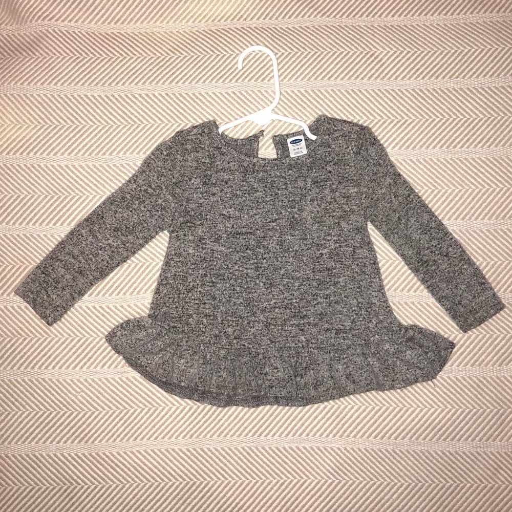 Long Sleeve Plush Knit Peplum Hem Sweater